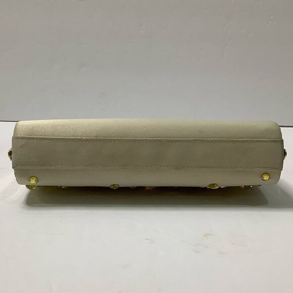 Kate Landry Gold Jeweled Clutch Satin Gold RN 58909 Two Chain Handles - Picture 8 of 14